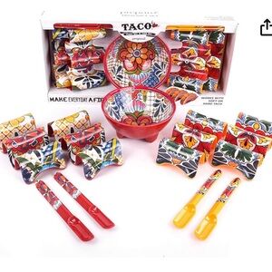 Prepara Taco Fiesta Set for 4, Multicolor Melamine Dishware